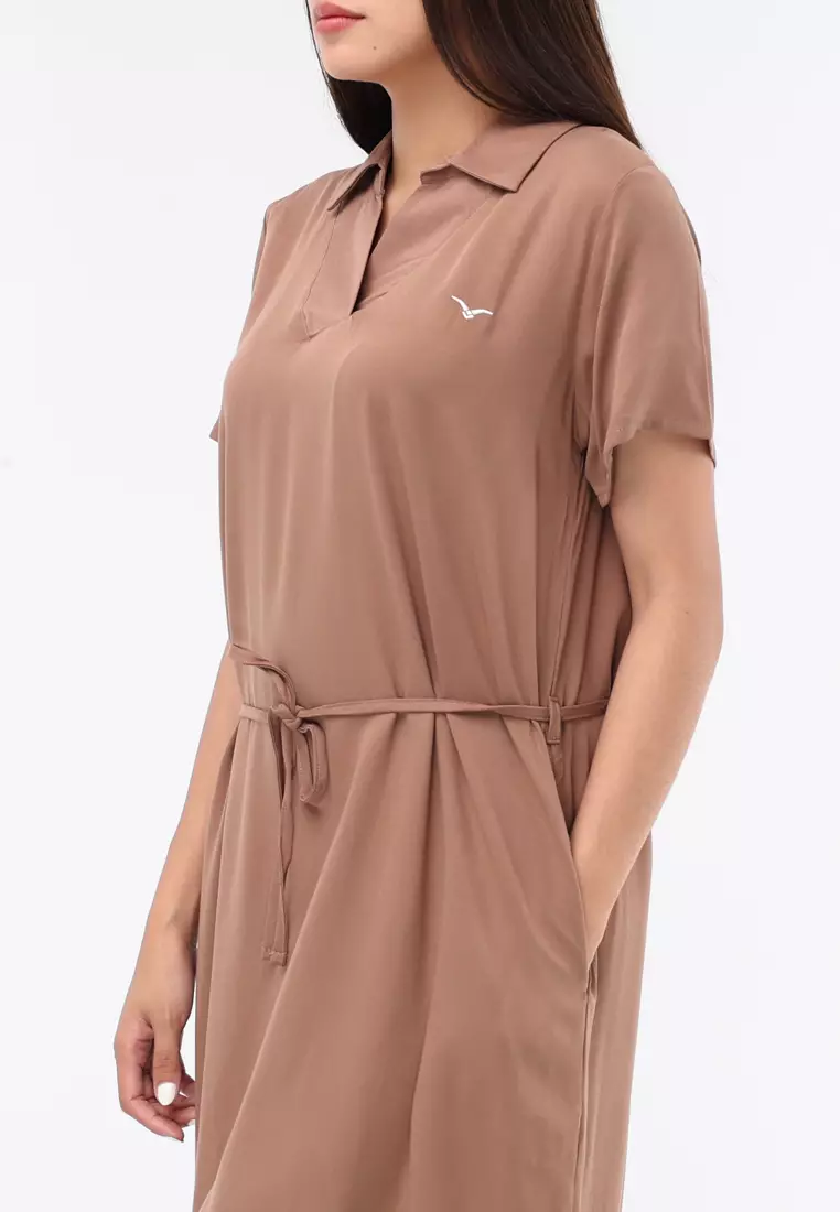Plain Single Bold Twill Short Sleeve Dress