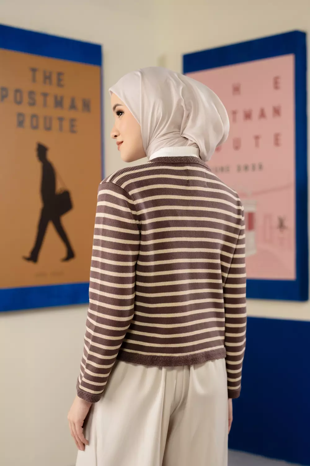 Klamby - Elodie Striped Knit Cardigan Twilight Mauve