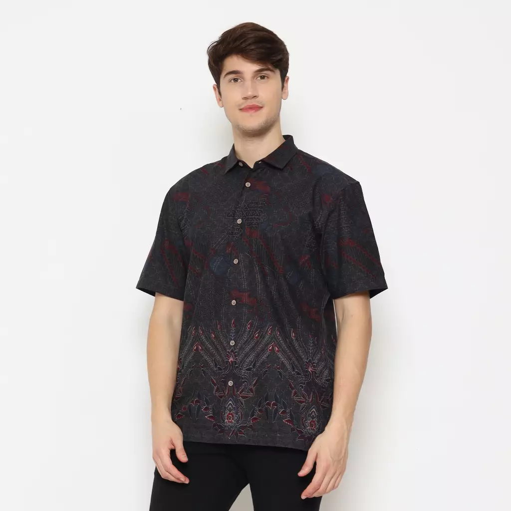 AMK Kemeja Pria Batik Lengan Pendek SHB Sambara S/S Grey