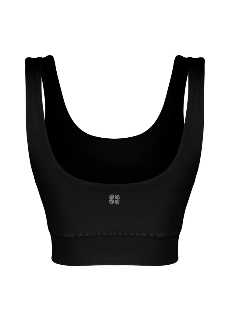 Black Brushed Soft Fabric Supported/Shaping Printed Knitted Sports Bra THMSS24SS00008