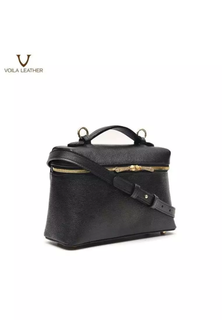 VOILA LEATHER Tas Tangan Tas Selempang Wanita Kulit Asli Genuine Leather Hand Bag Sling Bag NAVA Black