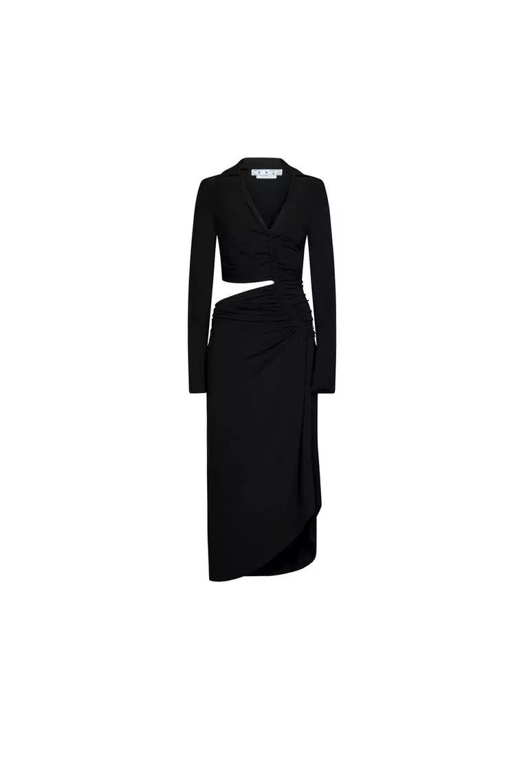 Buy Off-White Asymmetrical V-Neck Draped Dress Dresses 2025 Online