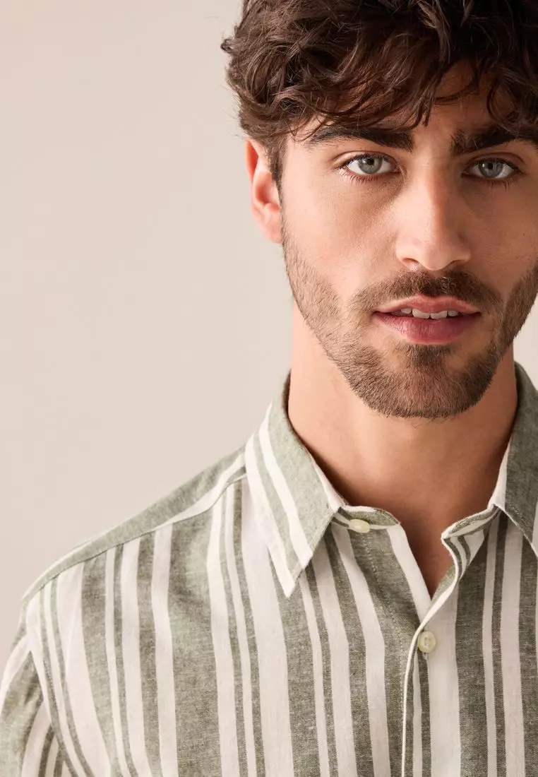 【NOICE】 CASA LINEN STRIPED SHIRT /追跡付 M CASA LINEN STRIPED SHIRT - STRIPE - NOICE