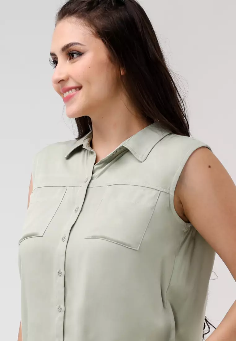 Single Twill Woven Sleeveless Blouse