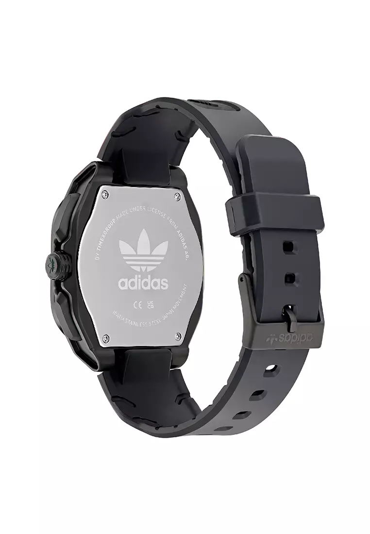 Adidas Gents City Tech Three Chrono Men's Watch - Black Stainless Case and Silicone Band - AOFH24020