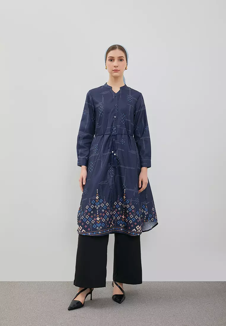 Jual DUST DUST Long Tunik Zenya Ethnic Navy (D.1610) Original 2026 ...