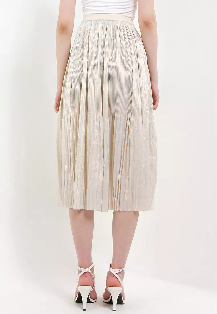 Pleated Metallic Skirt