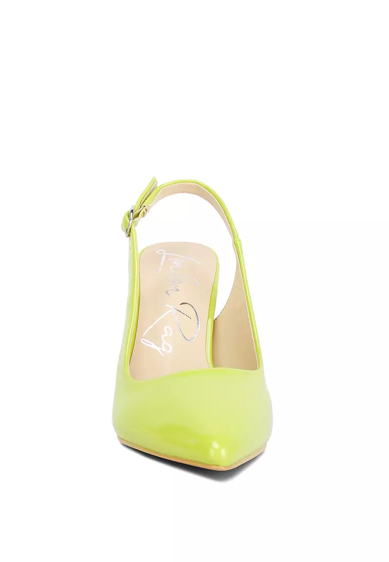Lime Green Slingback High Block Sandals