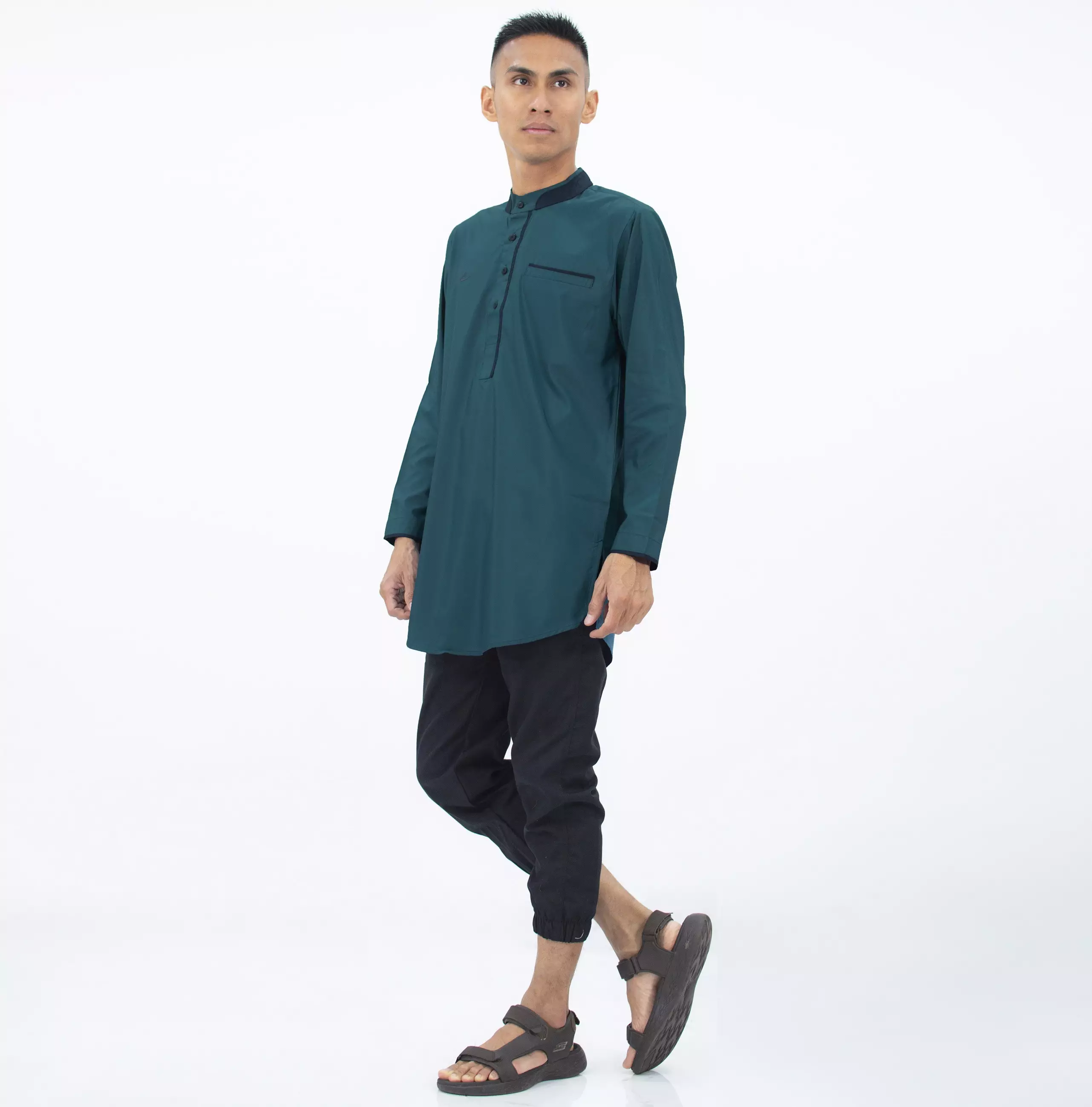 DHABI Busana Lebaran Pria Kemeja Lebaran Baju Muslim Casual Pria Kemeja Koko - TOSKA
