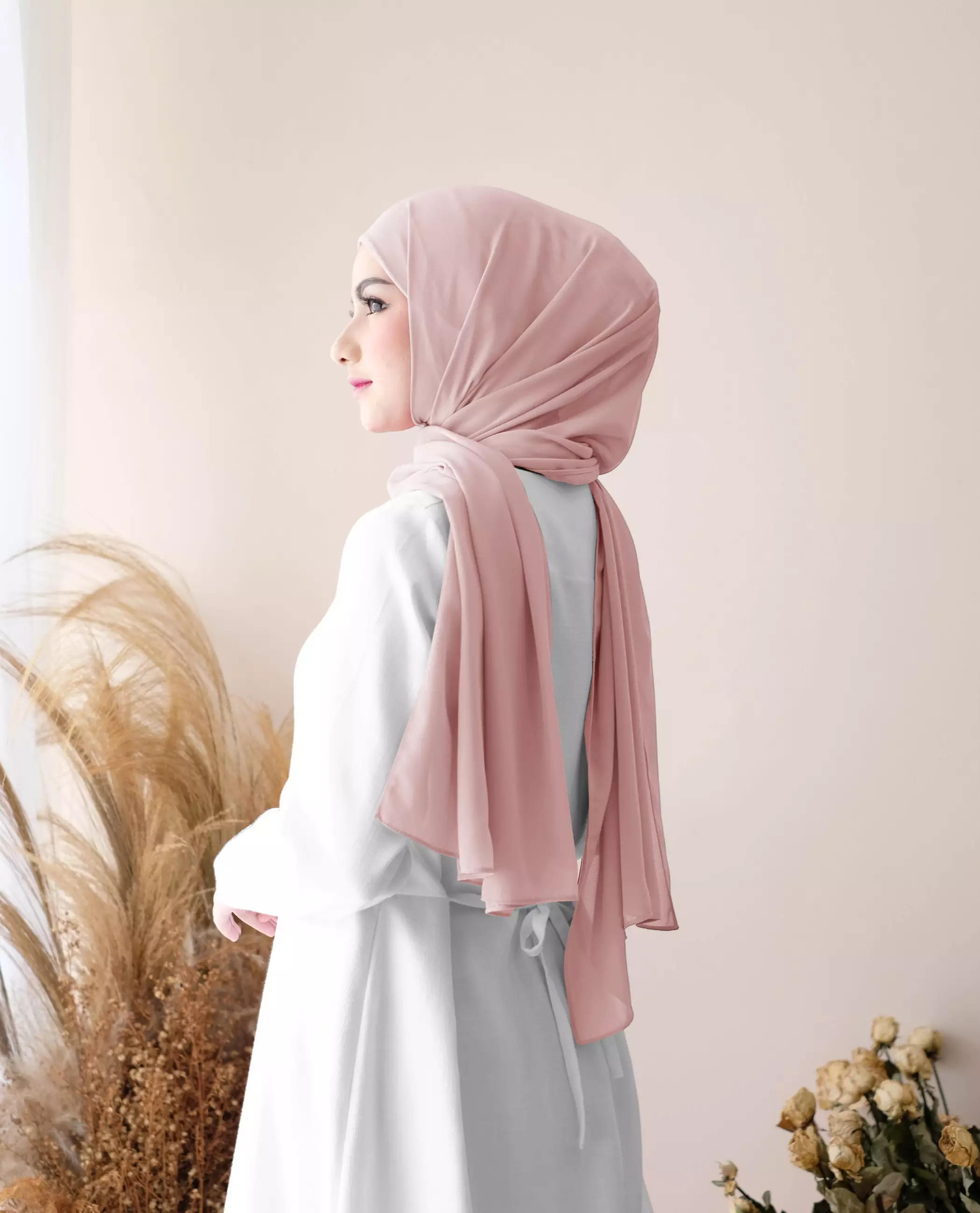 Pashmina Inner Instan 2in1 Ceruty Baby Doll - Lotus Pink
