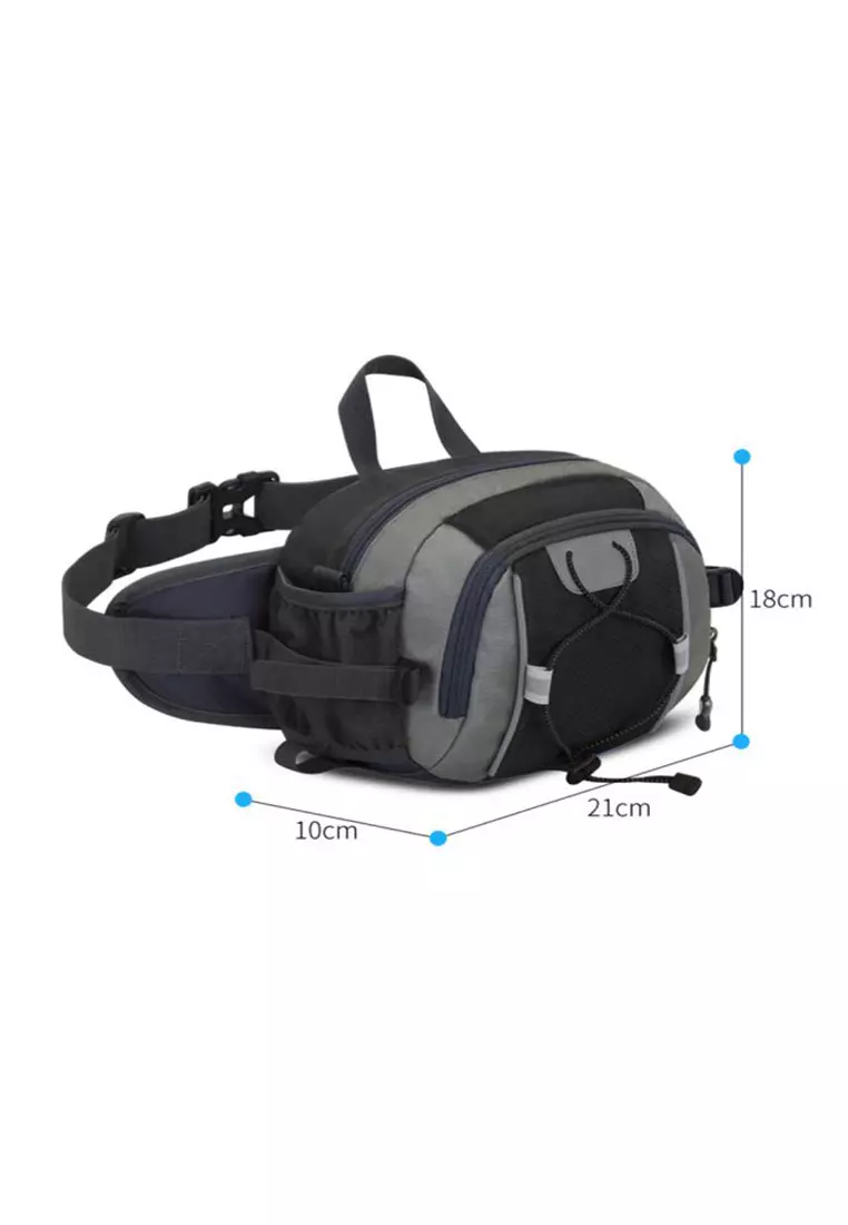 Nylon 1084 Outdoor Waist Bag with Bottle Holder – Black