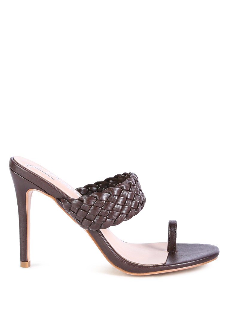 Espresso Woven Strap Toe Ring Sandals