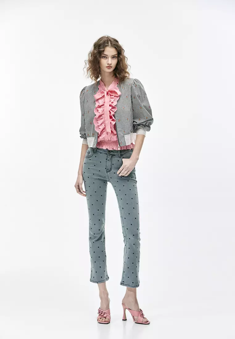 Polka Dot Boot Leg Jeans