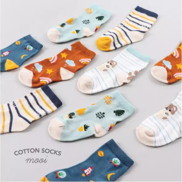 Mooi Cotton Socks Kaos Kaki Anak Motif - Set Stripes