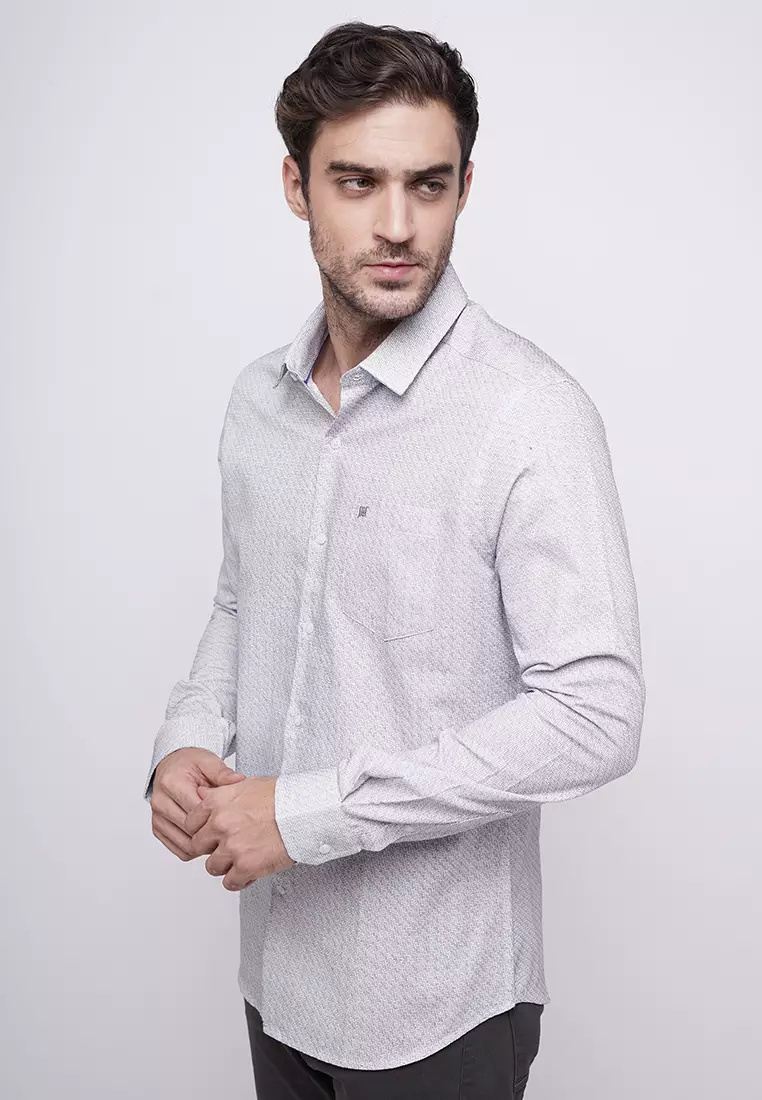 Johnwin - Kemeja Formal - Kemeja Pria - Lengan Panjang - Putih Motif - FSH.650.G371A.556.C