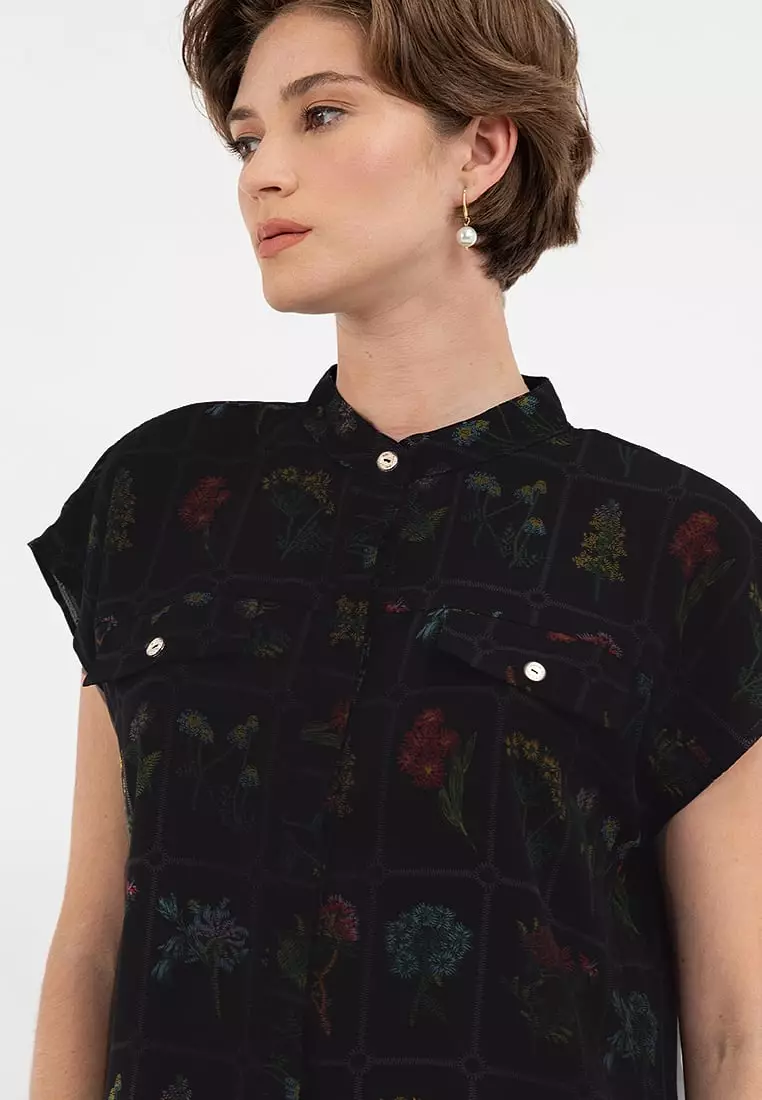 ASOLA Floral Button Down Shirt