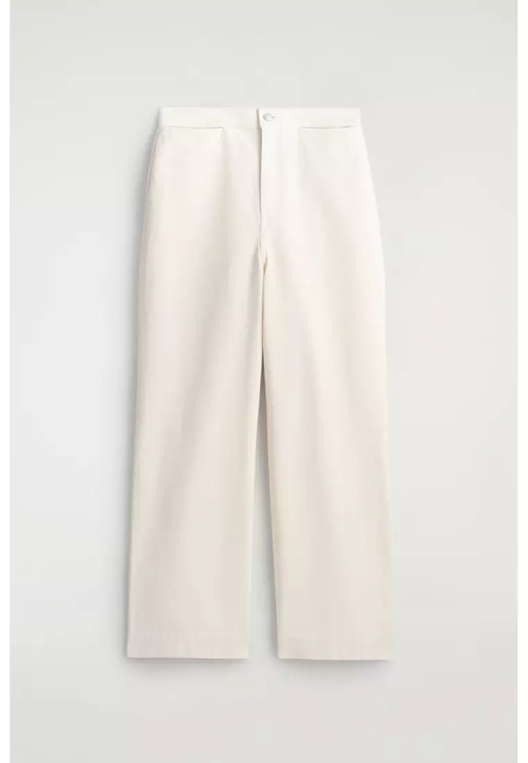 CROPPED WIDE-LEG DENIM TROUSERS
