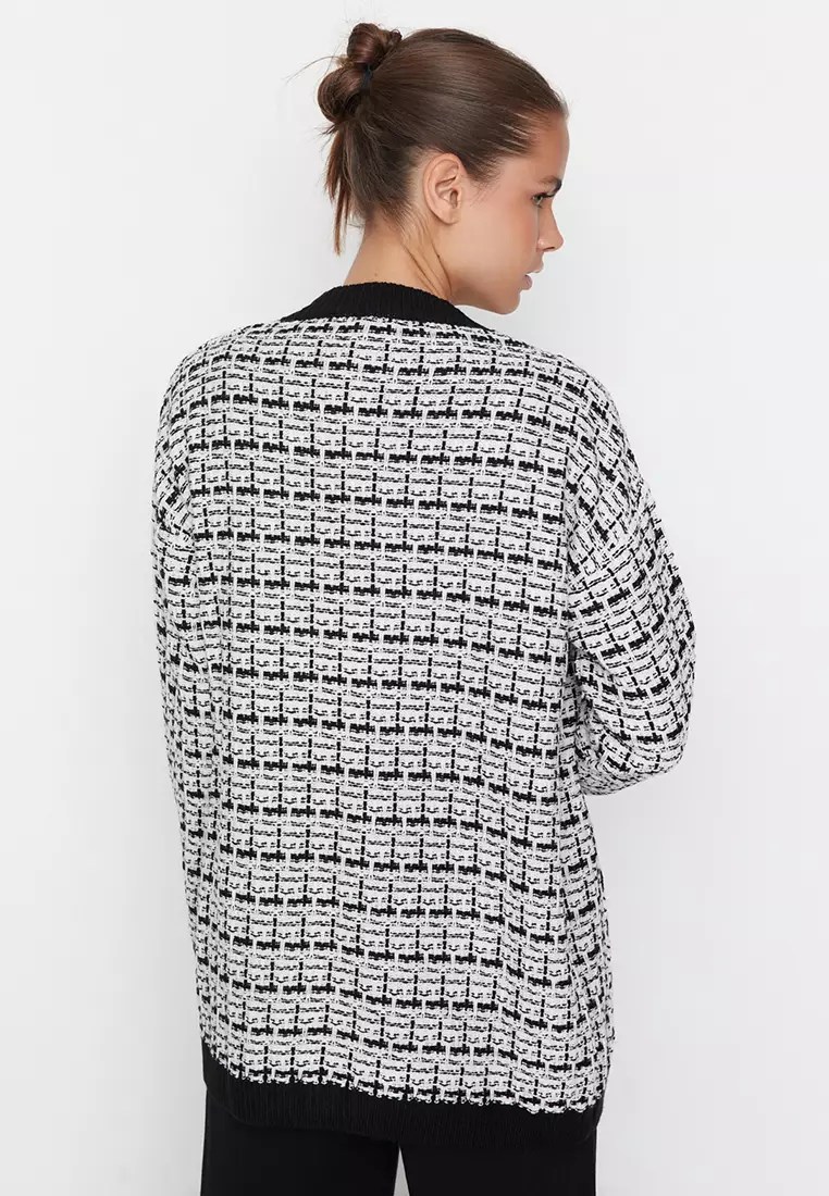 Tweed Look Glittery Knitwear Cardigan