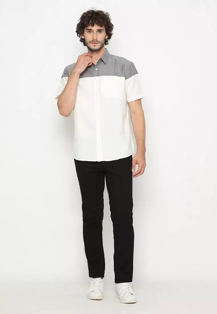 RBJ Kemeja Polos Kombi Off White Regular Fit Pria