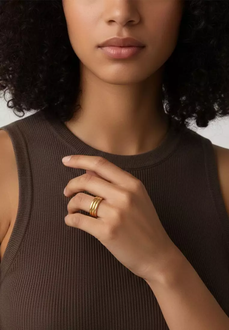 Triad Circular Gleam Radiant Gold Layered Ring