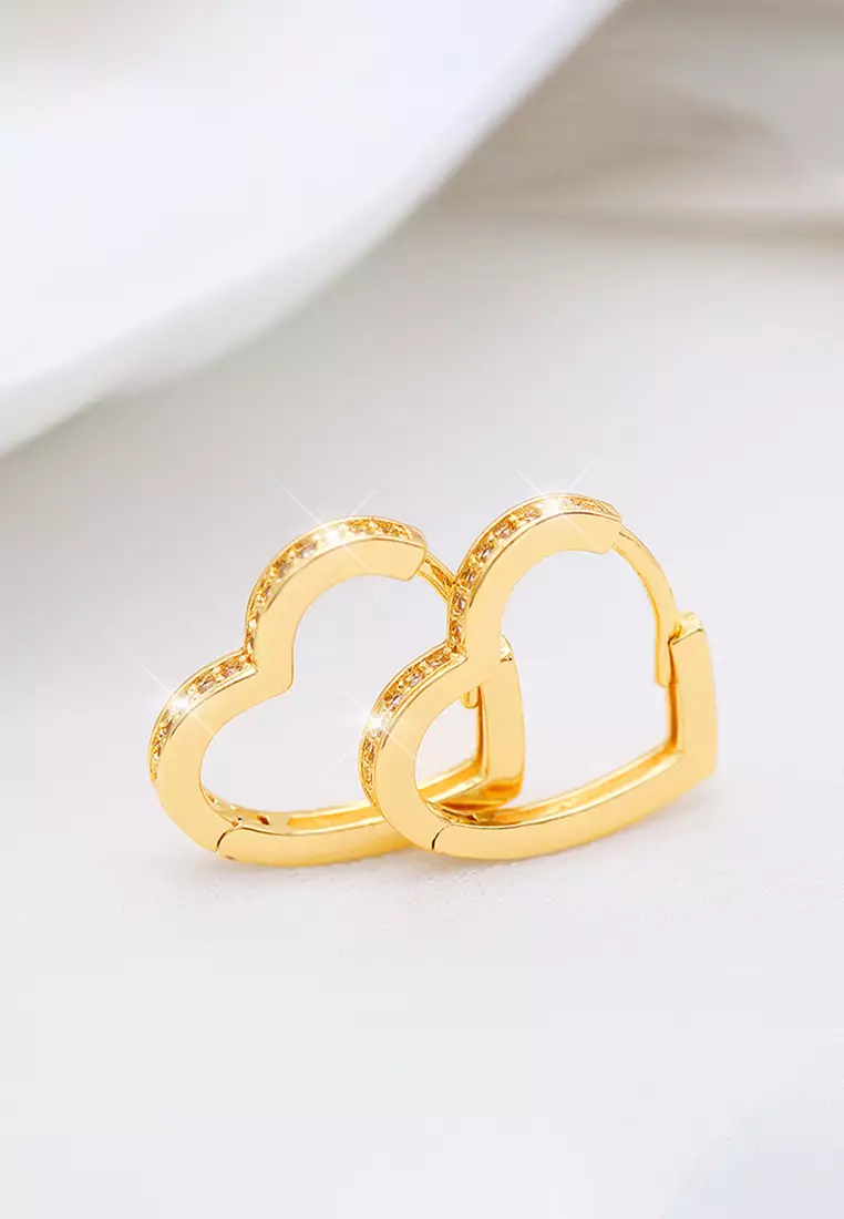 Anting Wanita Titanium Anting Giwang Cewek Korea Elegan Gold heart shap design Earrings