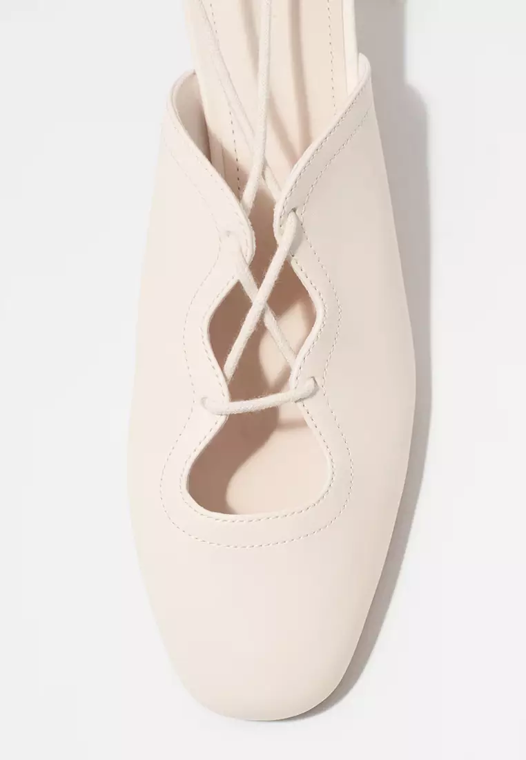 Lace-Up Leather Pumps