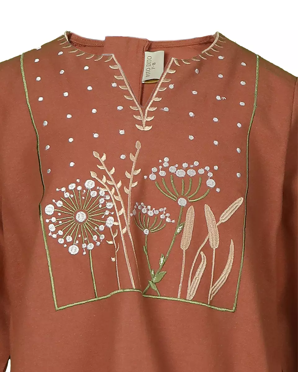 Pito Dito Girl Hamidah Dress Gamis Anak Terakota - Size 4