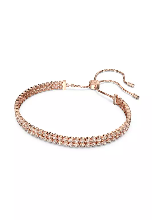 Subtle Bracelet, Round Cut, White, Rose Gold-tone Plated