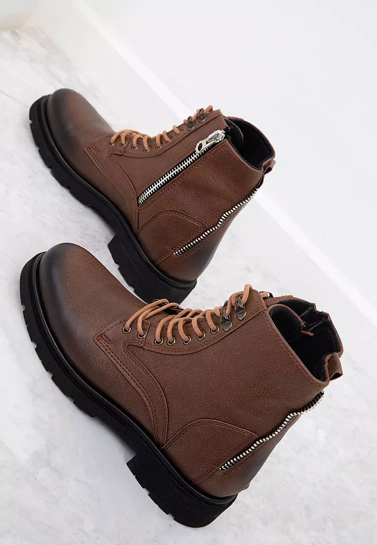 Zip Detail Combat Boots