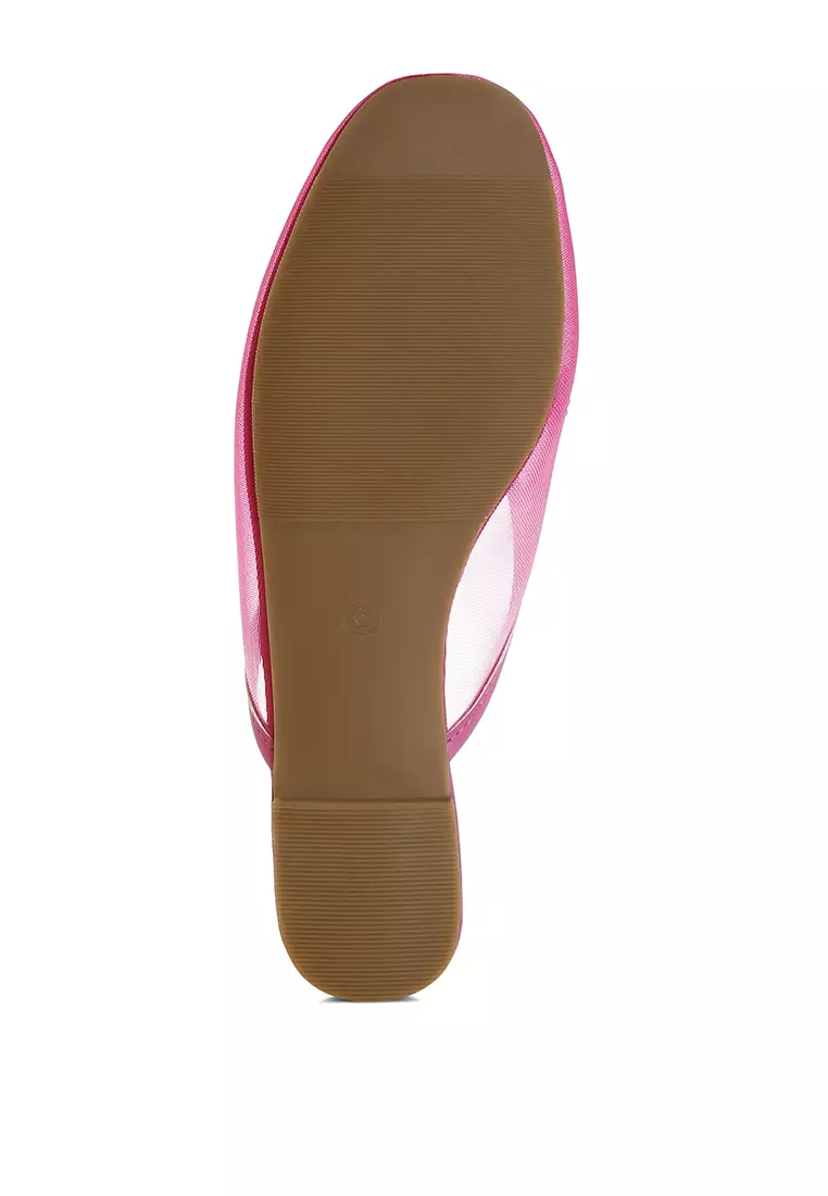 Mesh Sequin Beaded Mules In Fuchsia