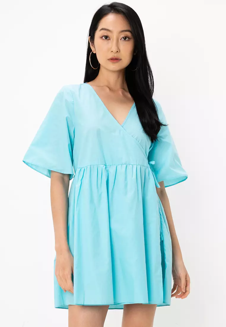 ASOS Design Smock Tie Waist Wrap Mini Dress