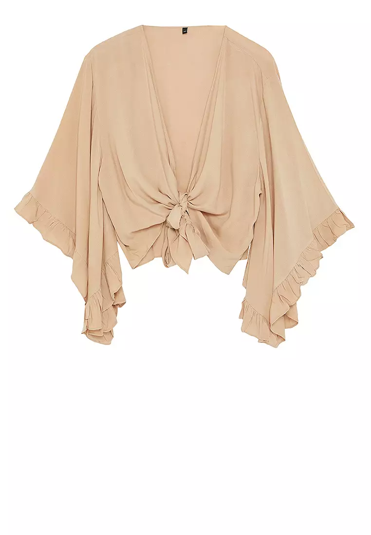 Plus Size Crop Flounce Blouse