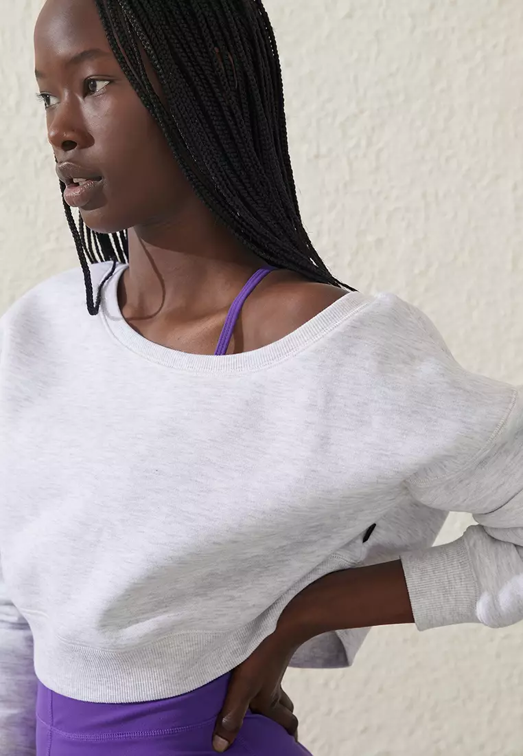 Off the shoulder top fleece sweatshirt