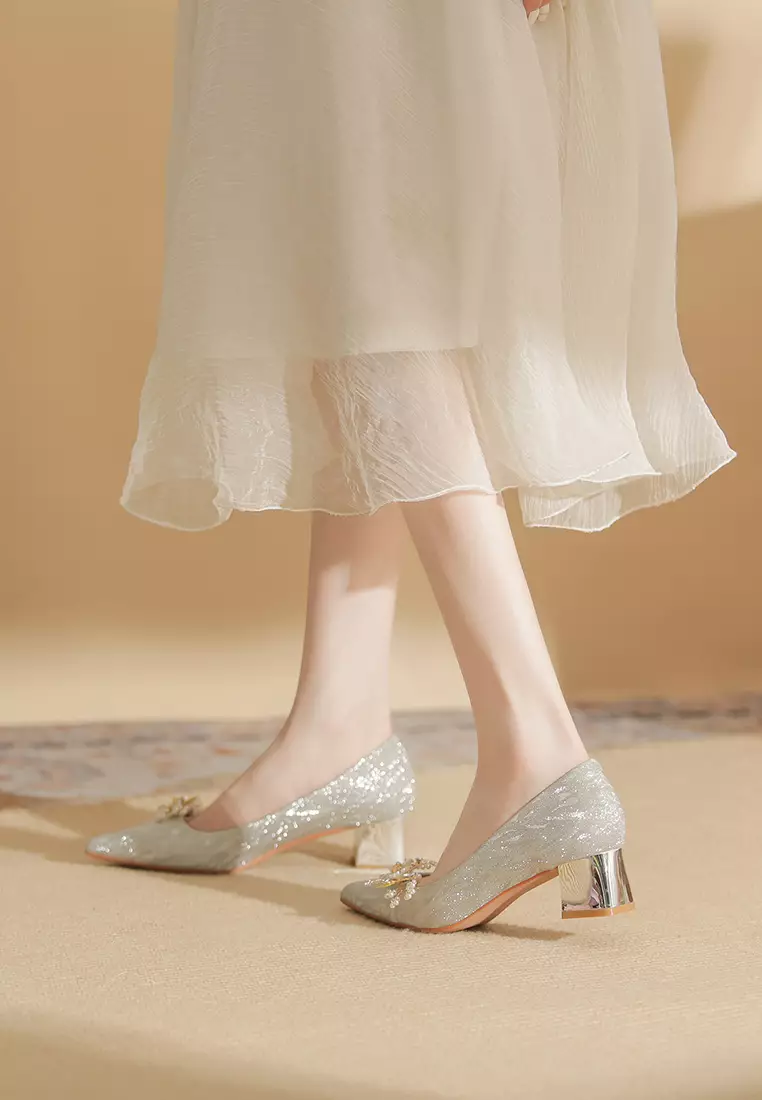 5CM Elegant Buckle Chunky Heel Shoes IF550-3