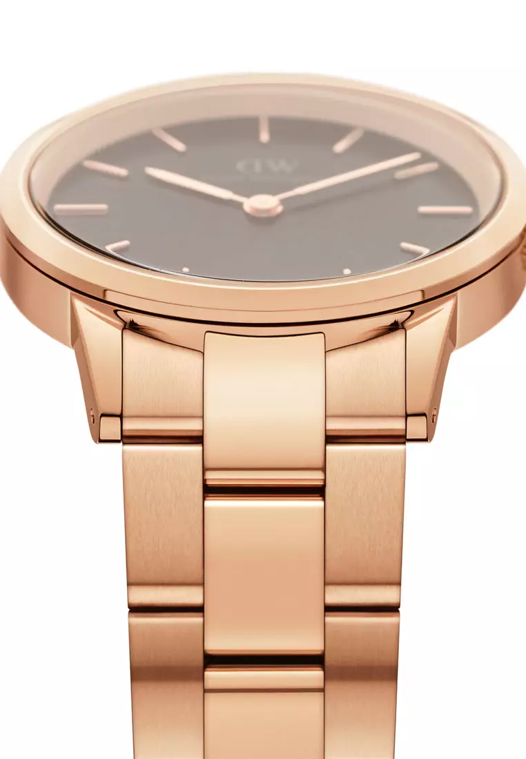 Iconic Link Black Dial 40mm Men's Stainless Steel Watch with Link Strap - Rose Gold - 男士手錶 男錶 Watch for men - 丹尼爾惠靈頓DW OFFICIAL