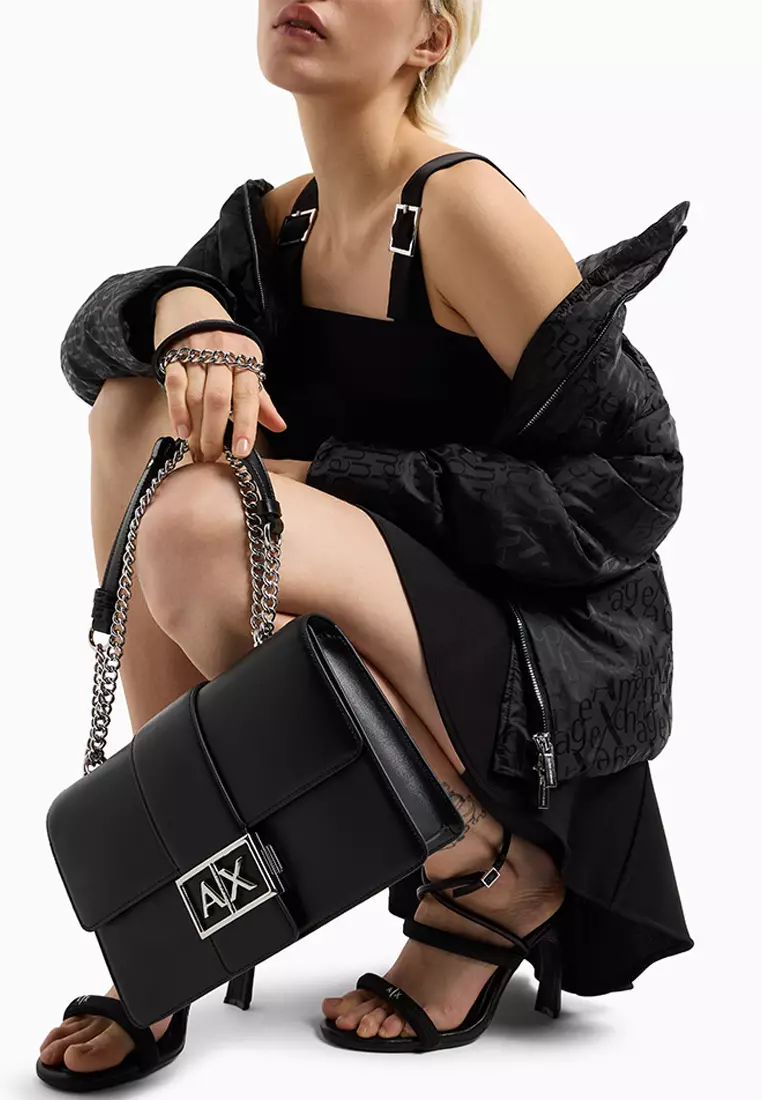 Shoulder Bag with Metal Logo