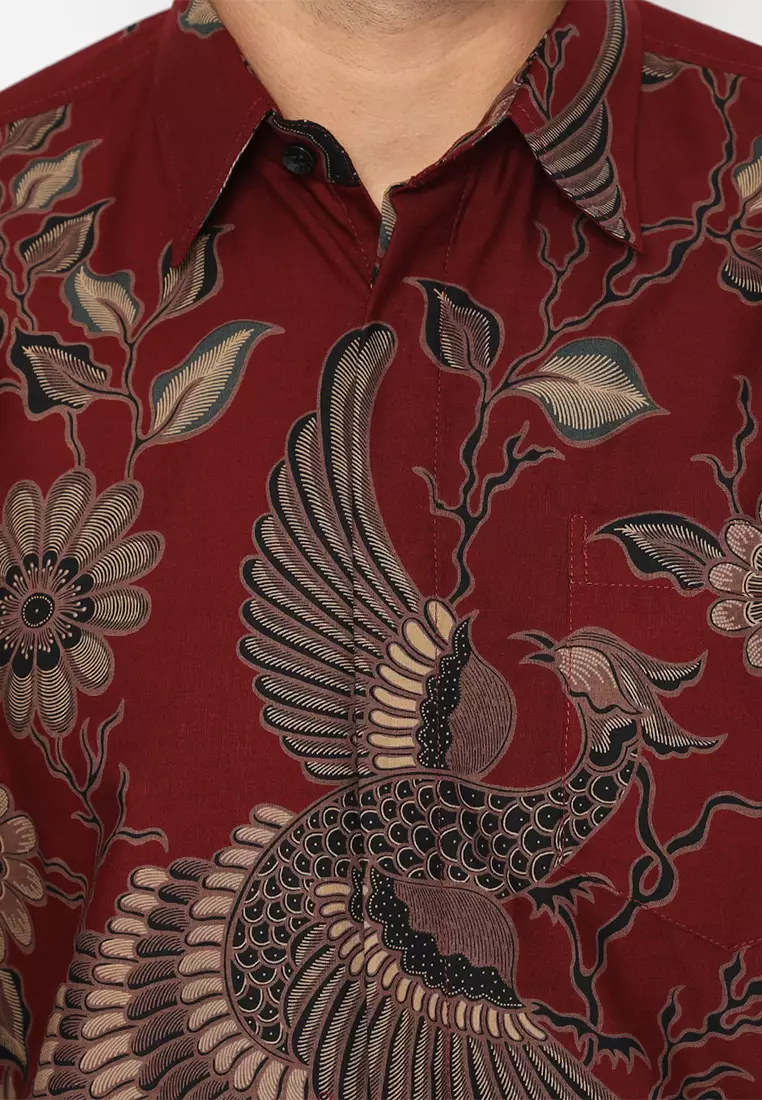 Kemeja Batik Pria Girindra - Maroon