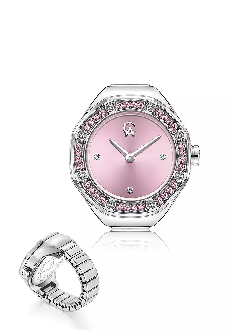 Jam Tangan Ring Wanita Alexandre Christie AC 2B06 LHBSSPN - Pink Dial - Stainless Steel