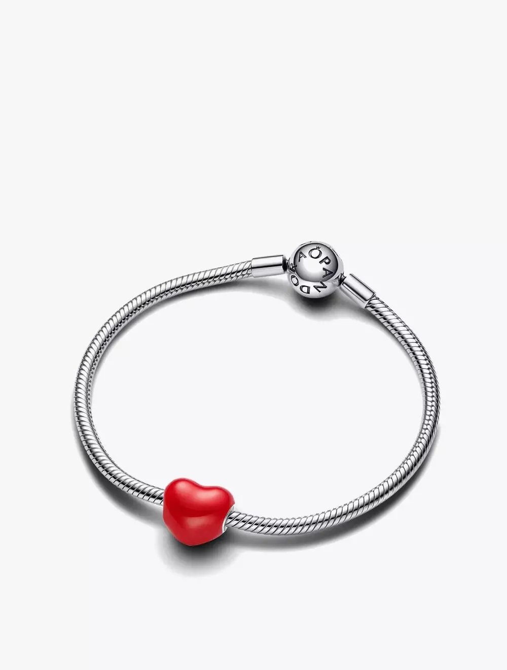 Heart sterling silver charm with color changing red enamel