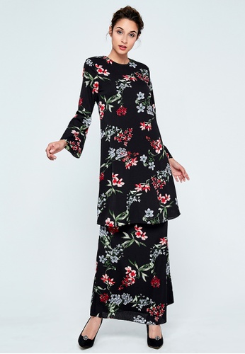 Buy Era Maya Black Novelty Floral Baju  Kurung  Online 