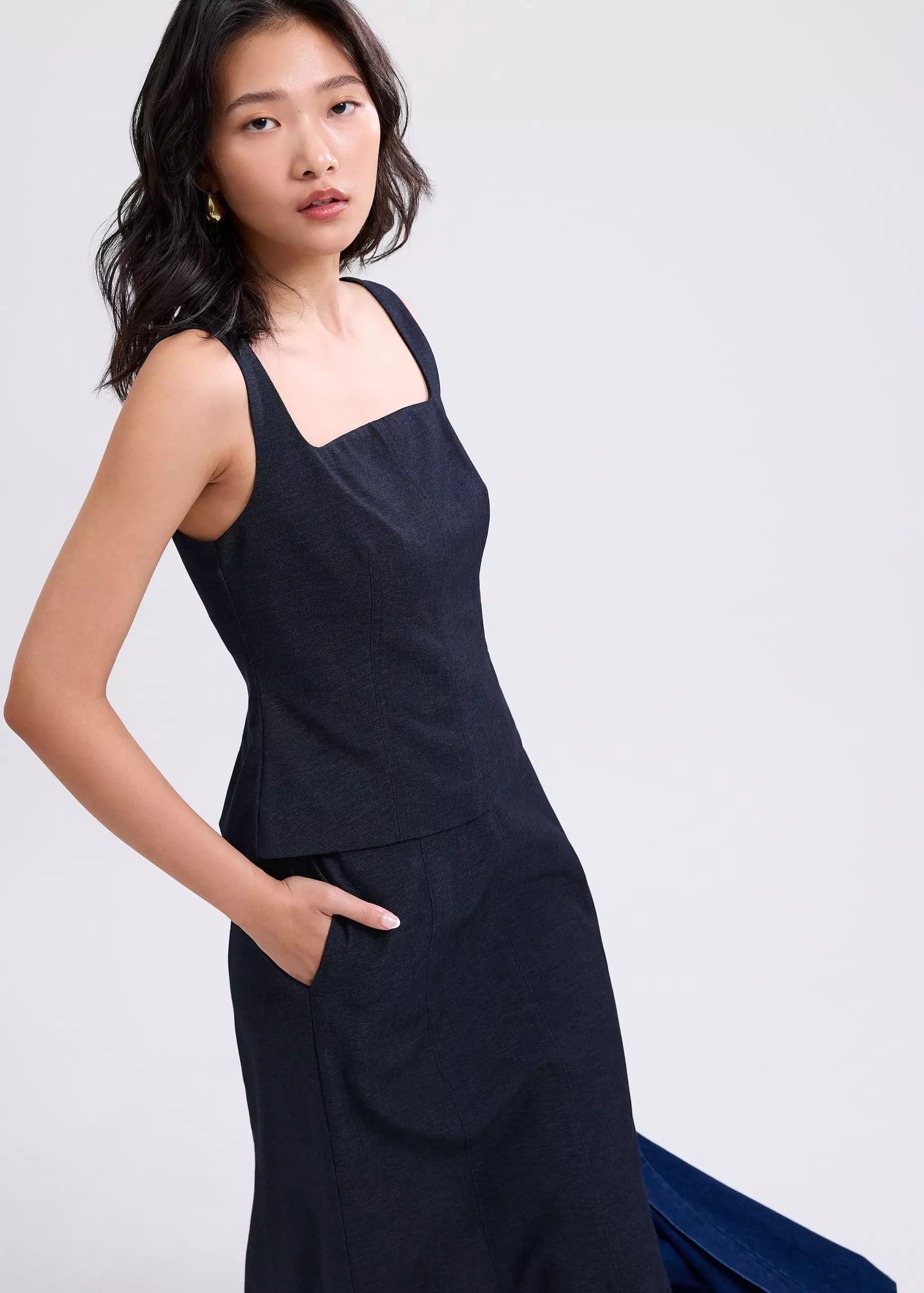 Atasan Wanita - Jasmine Soft Square Neck Fitted Top