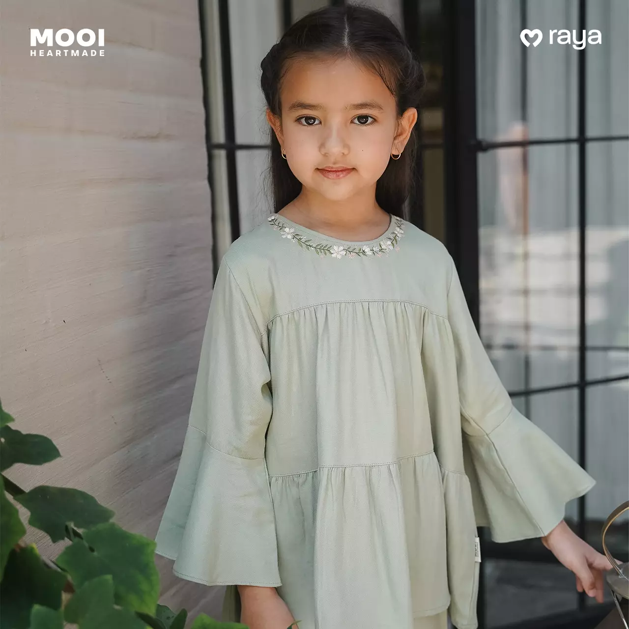 Mooi Setelan Anak Perempuan Raya Collection Nuha Tunik Set V1 - Red Ruby