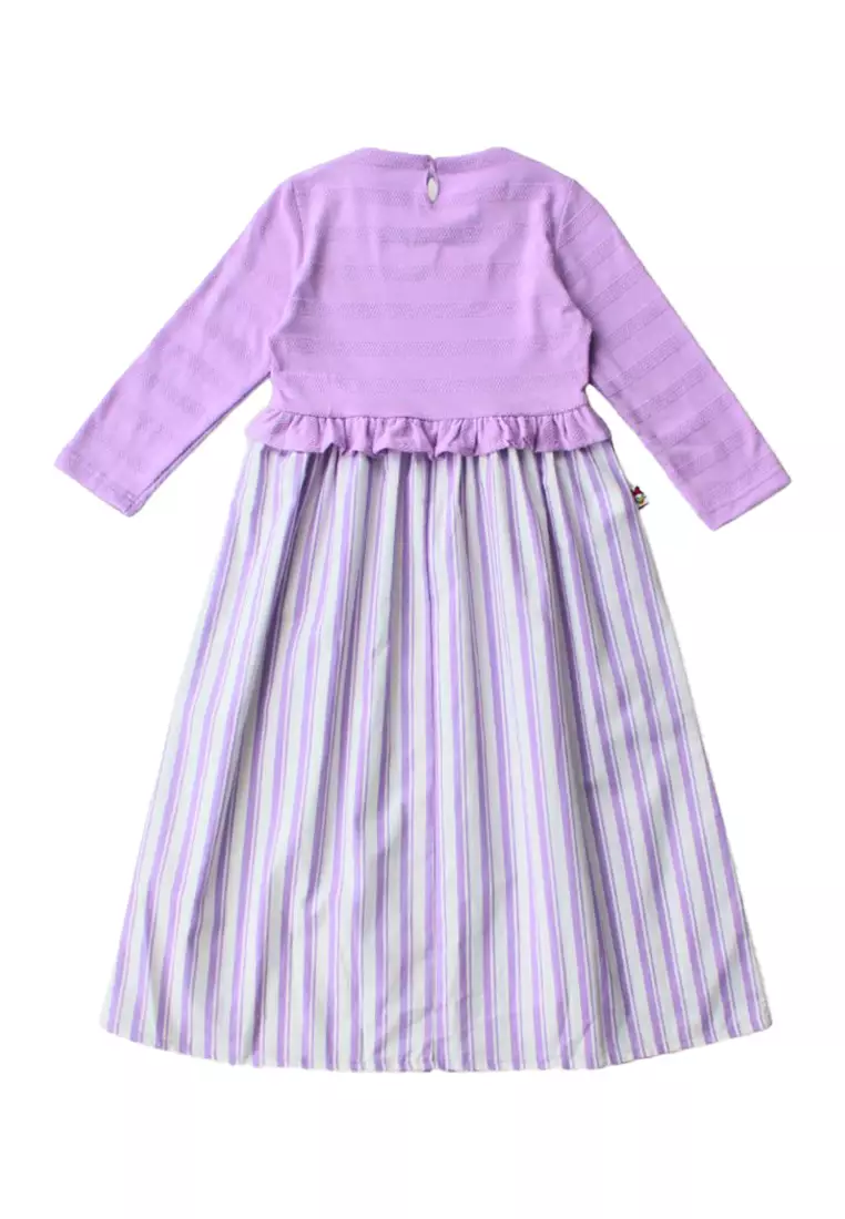 Dress Panjang Anak Ungu/ Maxi Cotton Linen Dress Purple/ Daisy Positivity