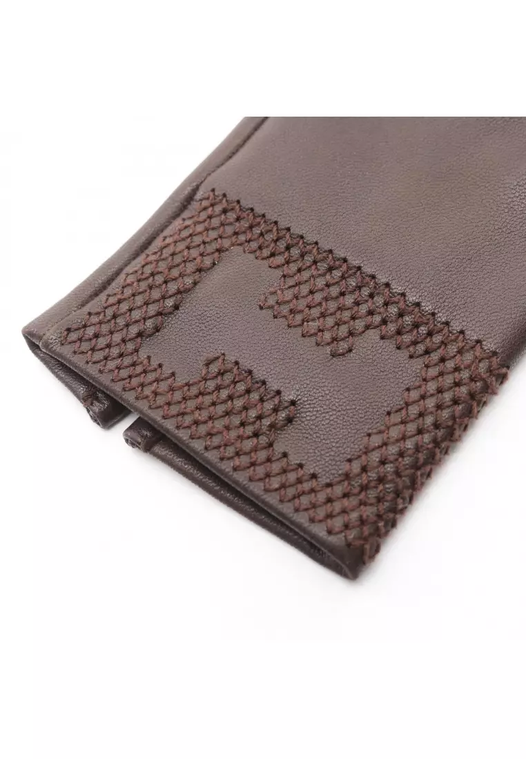 Pre-Loved Hermès H logo gloves glove lambskin Dark brown