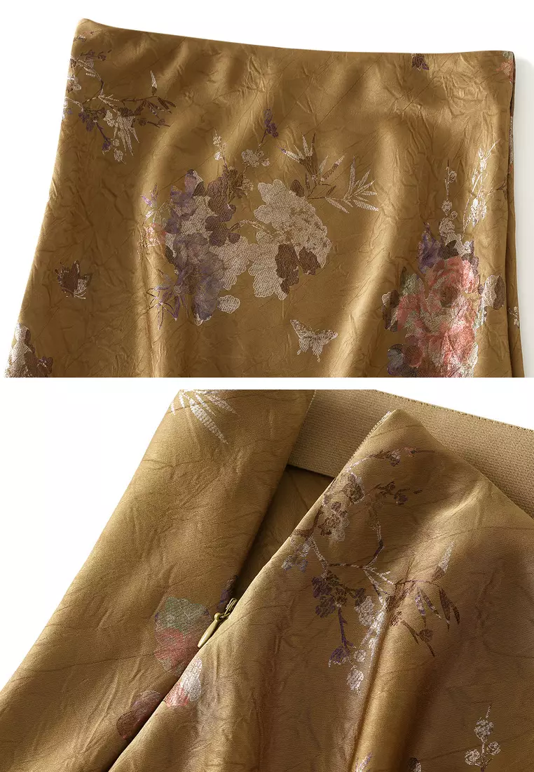 Gilded Print Fishtail Skirt‌ AF9902-5