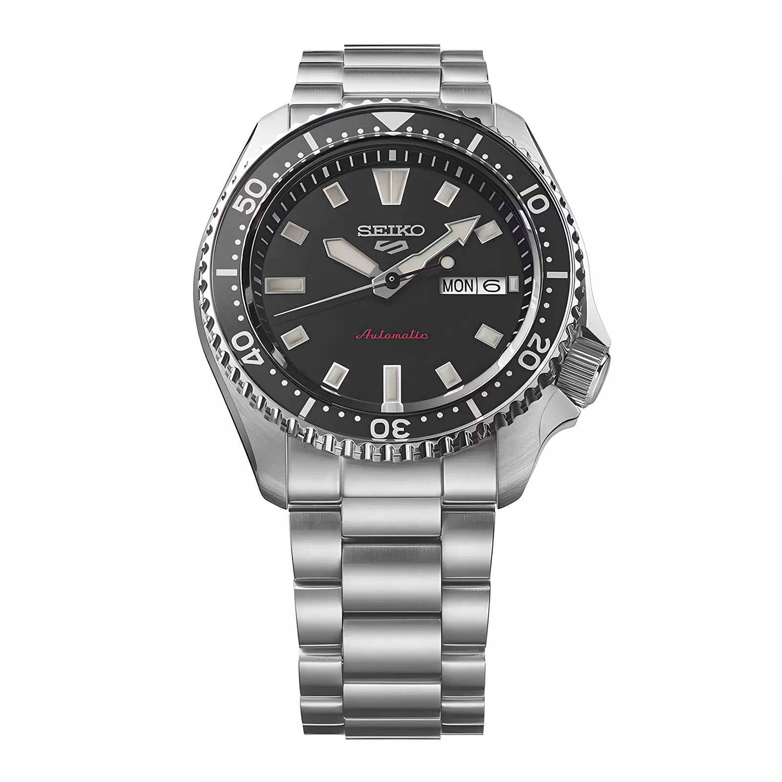 Seiko 5 Sports - Jam Tangan Automatic Pria - Silver Black - Stainless Steel - SRPL85K1