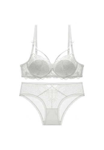 LYCKA white LMM2201-LYCKA Lady Sexy Bra and Panty Lingerie Set-White BC12DUS081A731GS_1