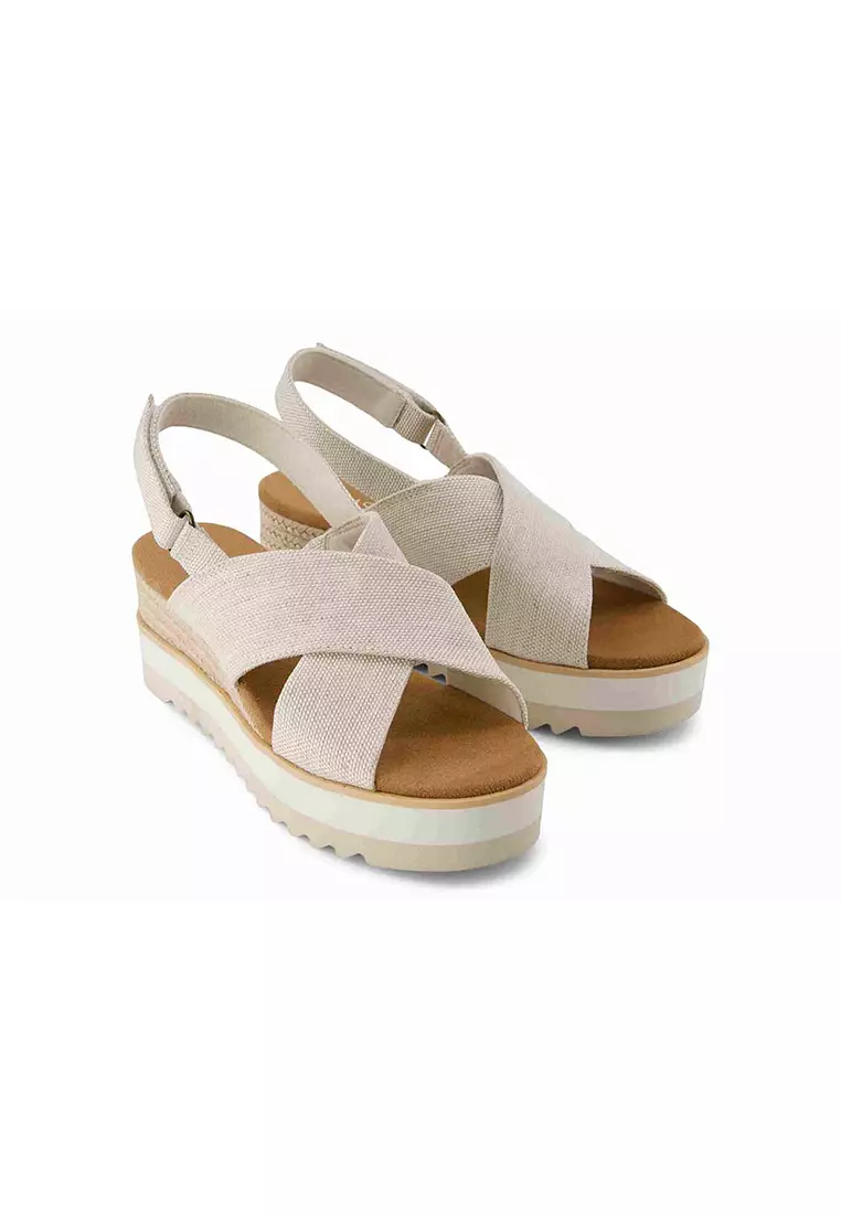 Women Diana Crossover Wedge Sandal - Natural