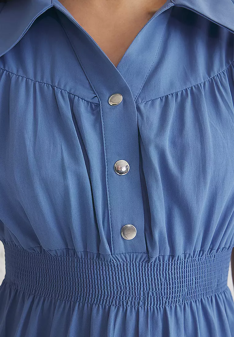 Puff Sleeves Midi Dress