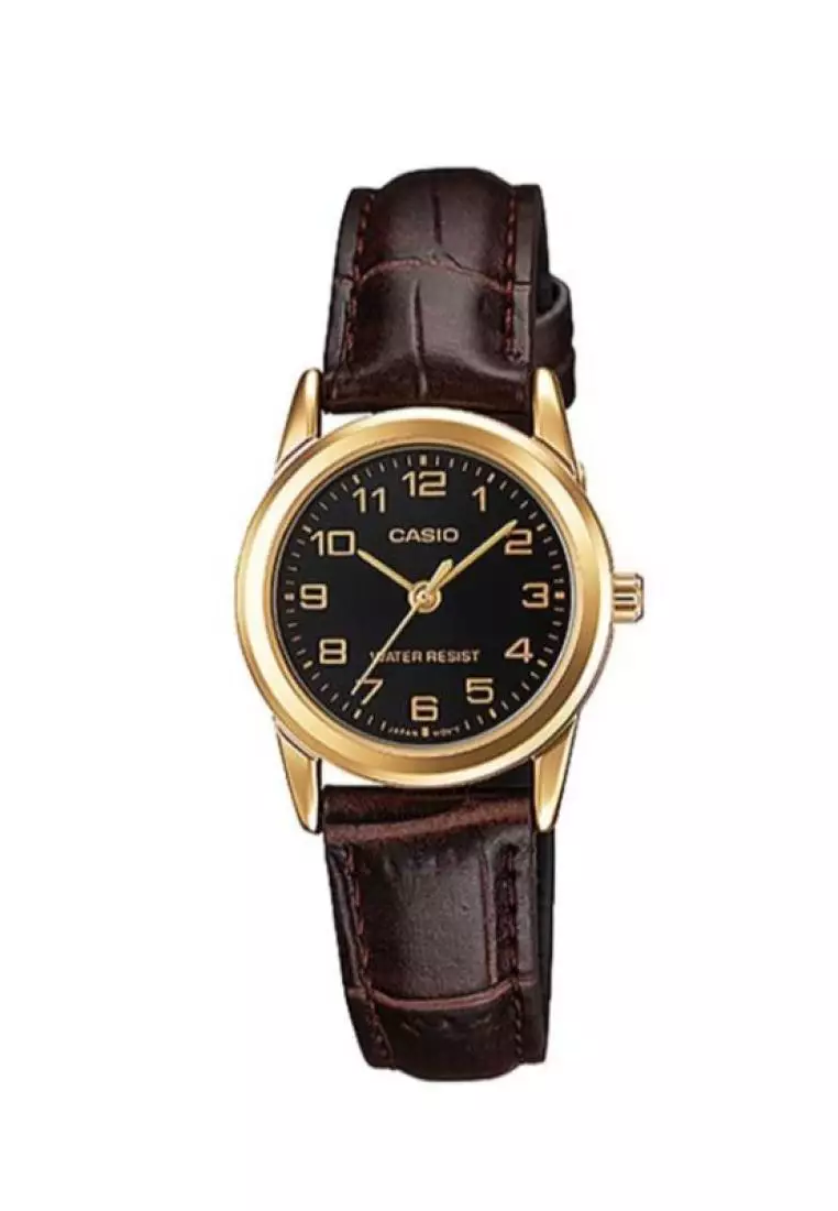 Casio Women s Analog Watch LTP V001GL 1B Brown Leather Band Casual Watch